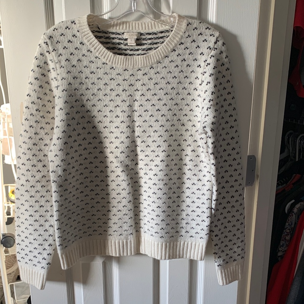 J. Crew White and Black Crew Neck Sweater